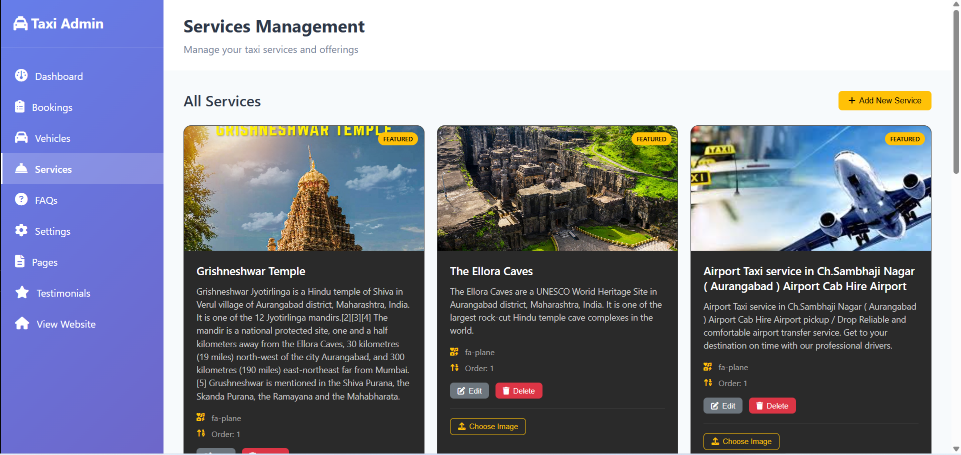 Services Management Screenshot