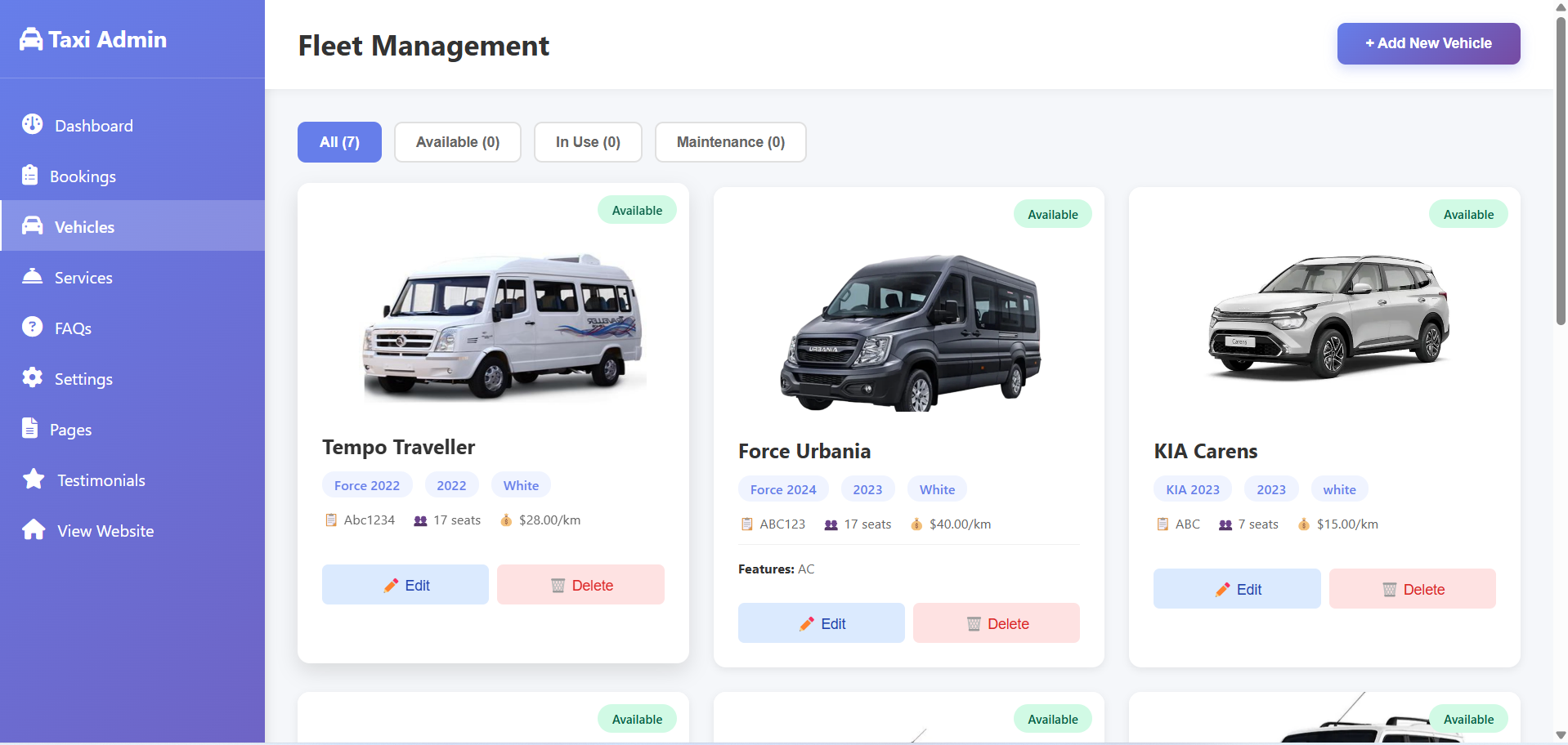 Vehicle Management Screenshot