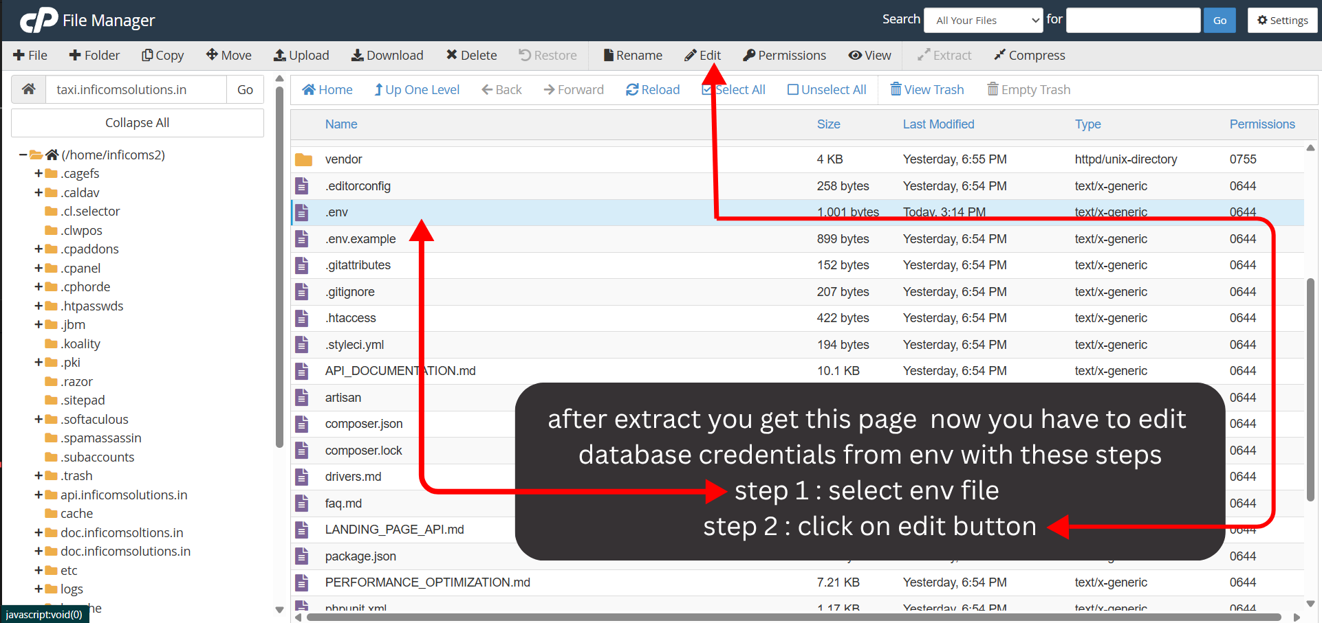 Locate environment file after extraction