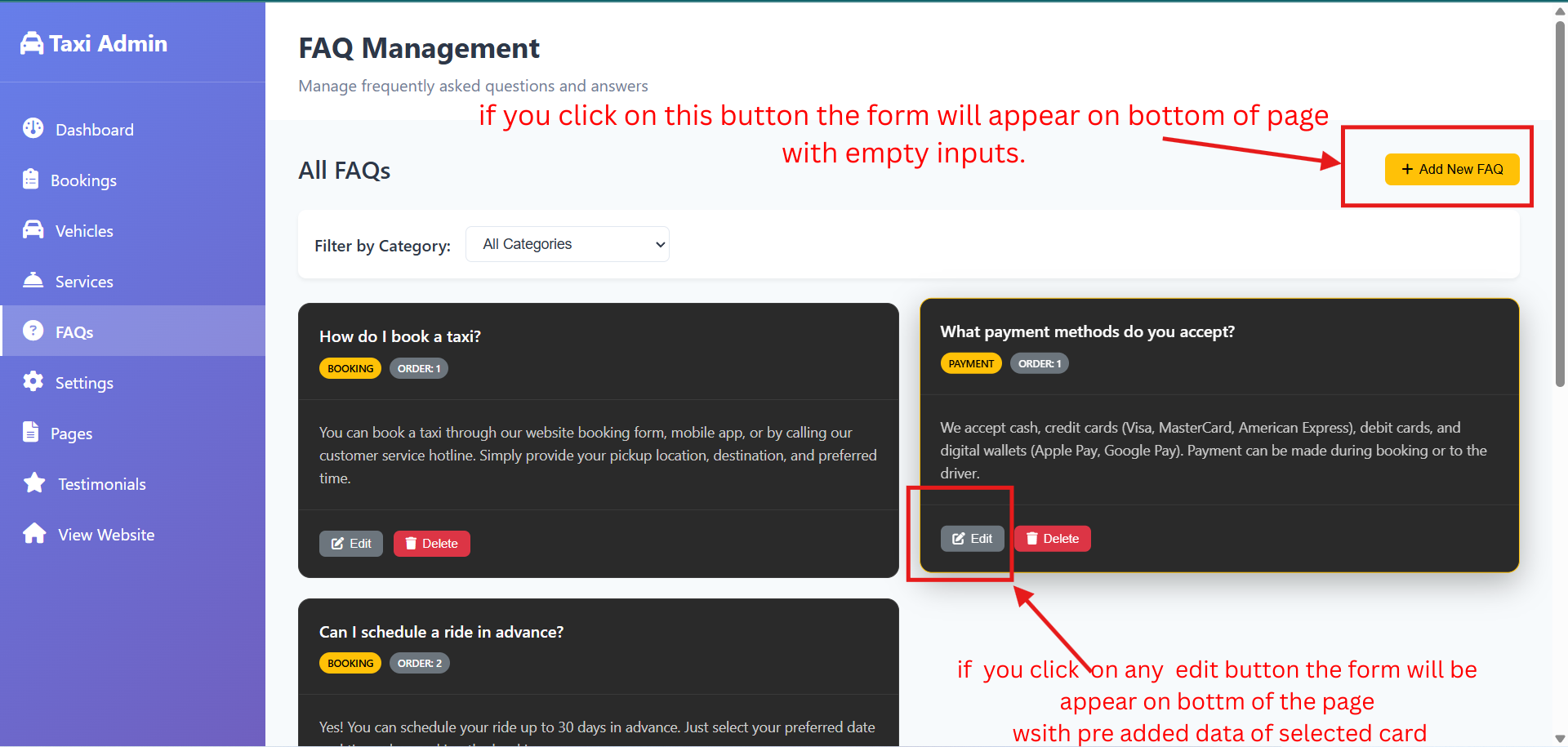 Click Add FAQ Button