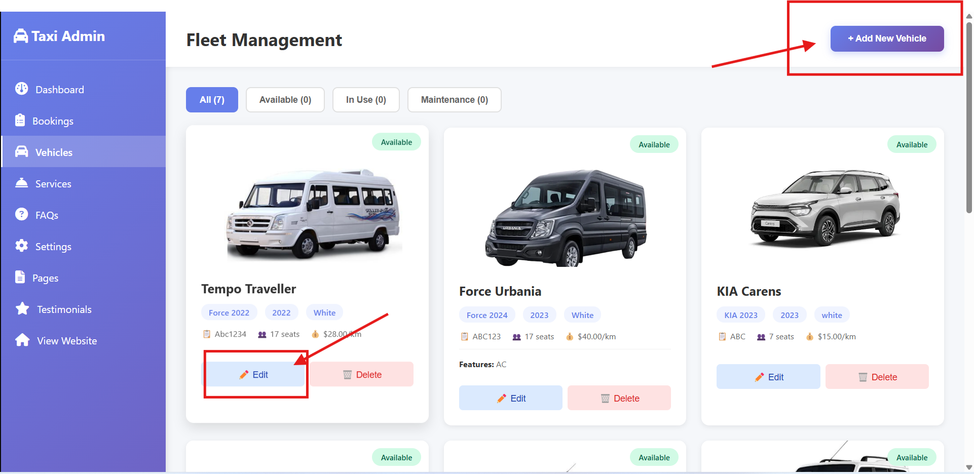 Click Add Vehicle Button