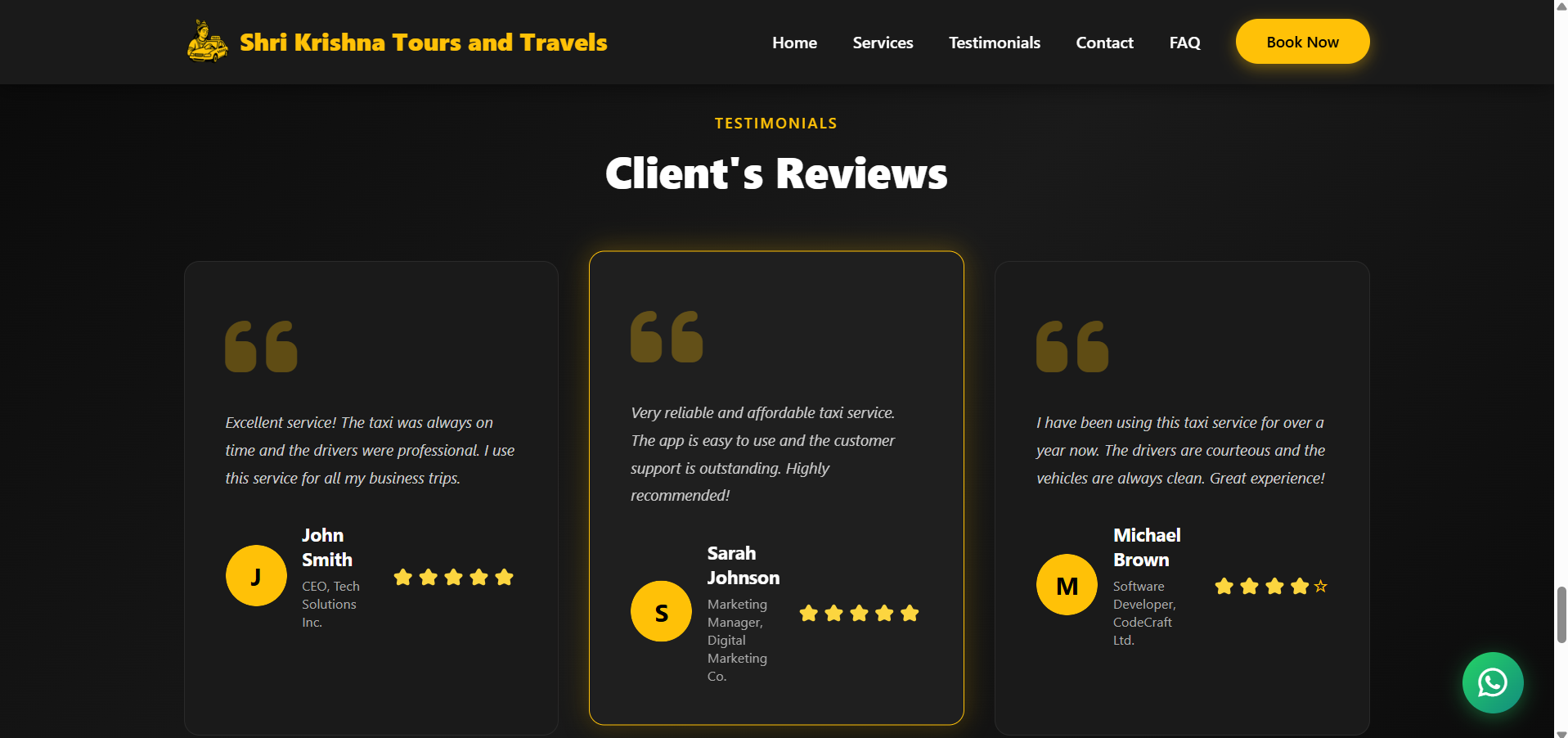 Testimonials Page Screenshot